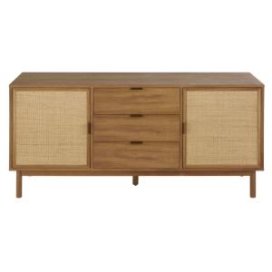 Buffet 2 portes 3 tiroirs cannage en rotin L154
