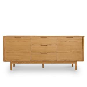 Buffet 2 portes 3 tiroirs effet bois chêne massif