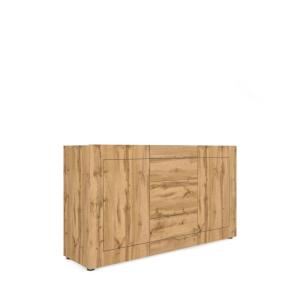 Buffet 2 portes/3 tiroirs effet bois chêne nature 150x40x83…