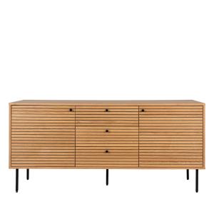 Buffet 2 portes 3 tiroirs en bois et métal L150cm - Bois cl…