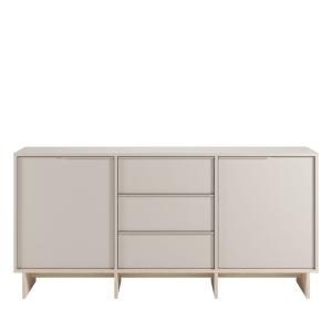 Buffet 2 portes 3 tiroirs en bois et métal L176cm - Beige