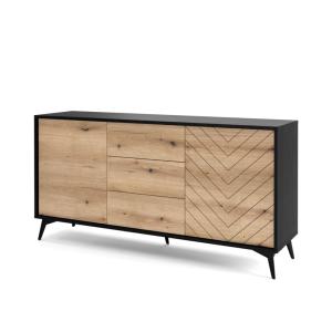 Buffet 2 portes 3 tiroirs en bois lamellé 154x77 cm
