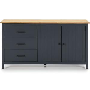 Buffet 2 portes 3 tiroirs en bois massif bleu 150 cm