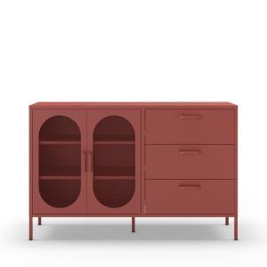 Buffet 2 portes 3 tiroirs en métal L140cm - Terracotta