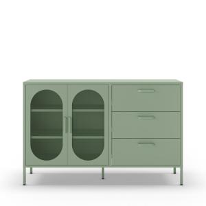 Buffet 2 portes 3 tiroirs en métal L140cm - Vert menthe