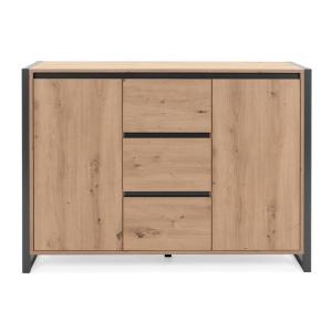 Buffet 2 portes 3 tiroirs L120 cm - Décor Bois Clair