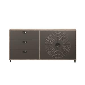 Buffet 2 portes, 3 tiroirs L176 cm - Effet Bois clair