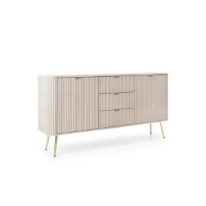 Buffet 2 portes 3 tiroirs pieds métal doré 168x87 cm