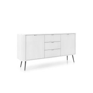 Buffet 2 portes 3 tiroirs pieds métal noir 168x87 cm