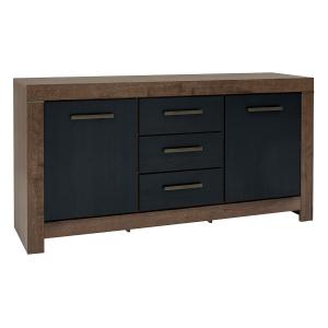 Buffet 2 portes 3 tiroirs stratifiés beige et noir