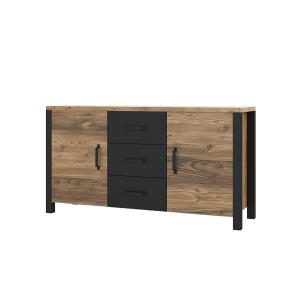 Buffet 2 portes 3 tiroirs stratifiés beige noir