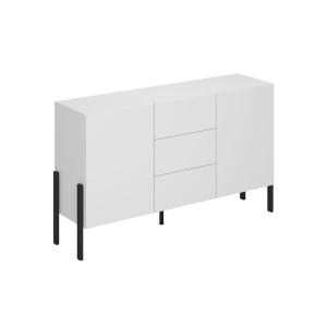 Buffet 2 portes 3 tiroirs stratifiés blanc mat et noir