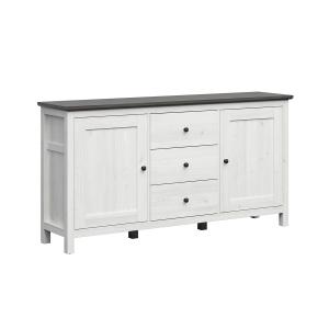 Buffet 2 portes 3 tiroirs stratifiés blanc patiné beige