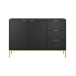 Buffet 2 portes 3 tiroirs stratifiés noir