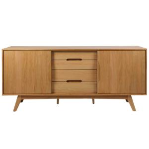 Buffet 2 portes 4 tiroirs 180x44x84 cm chêne foncé