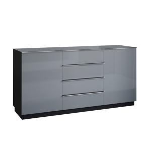Buffet 2 portes 4 tiroirs stratifiés gris noir