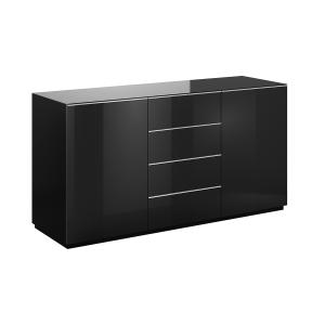 Buffet 2 portes 4 tiroirs stratifiés noir
