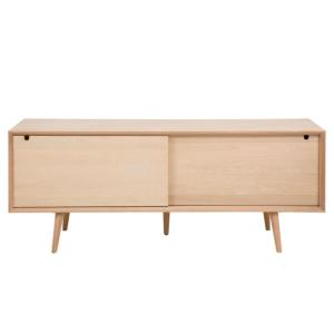 Buffet 2 portes 5 tiroirs 180x45x71 cm chêne blanchi - HALL…