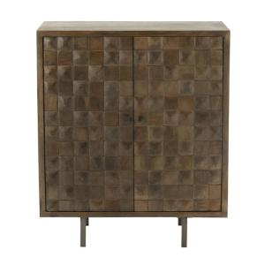 Buffet 2 portes 89x42x104 cm en manguier et métal gris - RU…