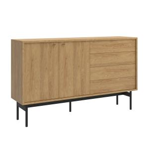 Buffet 2 portes avec 4 tiroirs aspect bois clair 154 cm