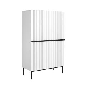 Buffet 2 portes avec pied en métal noir et blanc 100x160 cm