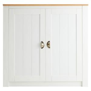 Buffet 2 portes battantes en bois, blanc/brun