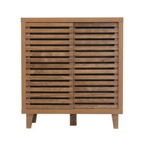 Buffet 2 portes coulissantes L80 cm - Effet Bois foncé