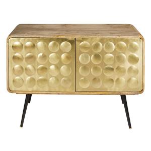 Buffet 2 portes en acier effet doré L117
