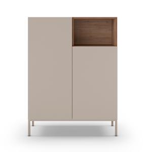 Buffet 2 portes en bois et métal H120cm - Beige