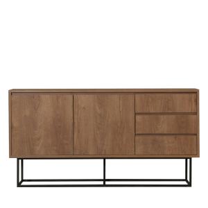 Buffet 2 portes en bois et métal L140cm - Bois foncé