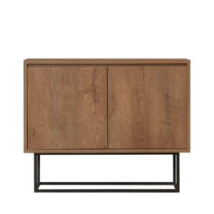 Buffet 2 portes en bois et métal L90cm - Bois foncé