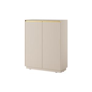 Buffet 2 portes en bois lamellé beige 104x127 cm