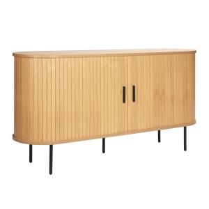 Buffet 2 portes en mélaminé et acier 140 cm beige