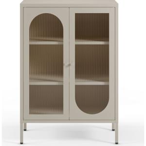 Buffet 2 portes en métal beige 70 cm