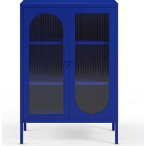 Buffet 2 portes en métal bleu électrique 70 cm