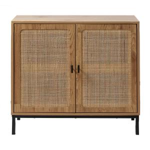 Buffet 2 portes en rotin naturel marron - Largeur 80 cm