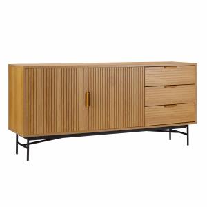 Buffet 2 portes et 3 tiroirs en mélaminé et acier 160 cm be…