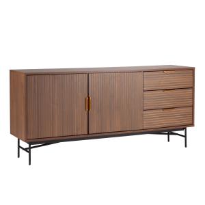 Buffet 2 portes et 3 tiroirs en mélaminé et acier 160 cm ma…