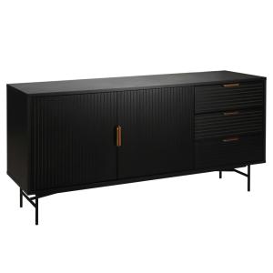 Buffet 2 portes et 3 tiroirs en mélaminé et acier 160 cm no…