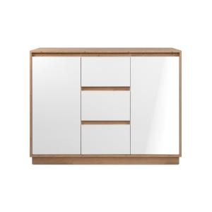 Buffet 2 portes et 3 tiroirs L117 cm - Effet Chêne et Blanc