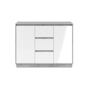 Buffet 2 portes et 3 tiroirs L117 cm - Gris et Blanc