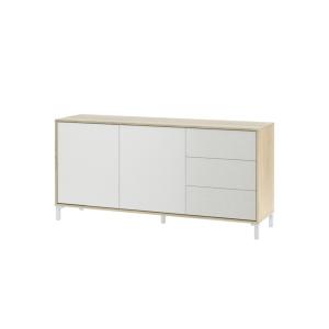 Buffet 2 portes et 3 tiroirs L154cm - Blanc / Bois