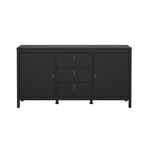 Buffet 2 portes et 3 tiroirs noir mat L151,4 cm