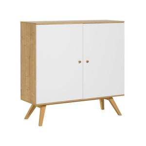 Buffet 2 portes et 6 étagères intérieures L120 cm - Blanc