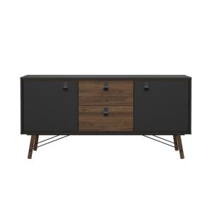 Buffet 2 portes et pied en métal L150,3 cm - Effet Noyer et…