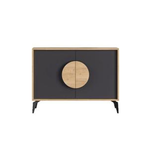 Buffet 2 portes - L110 cm - Effet Chêne et Blanc
