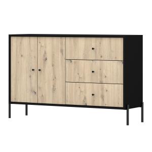 Buffet 2 portes noir/aspect chêne artisan 150 cm