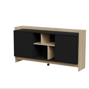 Buffet 2 portes noir mat/chêne 150x77 cm