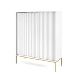 Buffet 2 portes pieds métal doré 104x125 cm