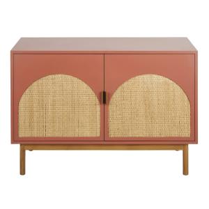 Buffet 2 portes terracotta cannage en rotin